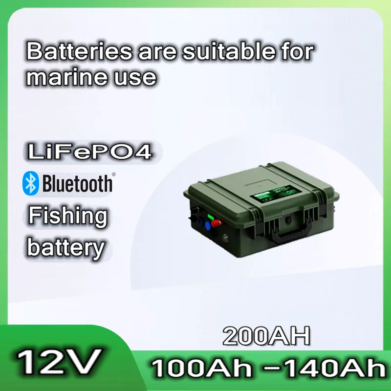 

LiFePO4 12V 140Ah 100Ah 200Ah Fishing Battery 12.8V 6000+ Cycles With Bluetooth BMS Waterproof Grand A Cells No Tax
