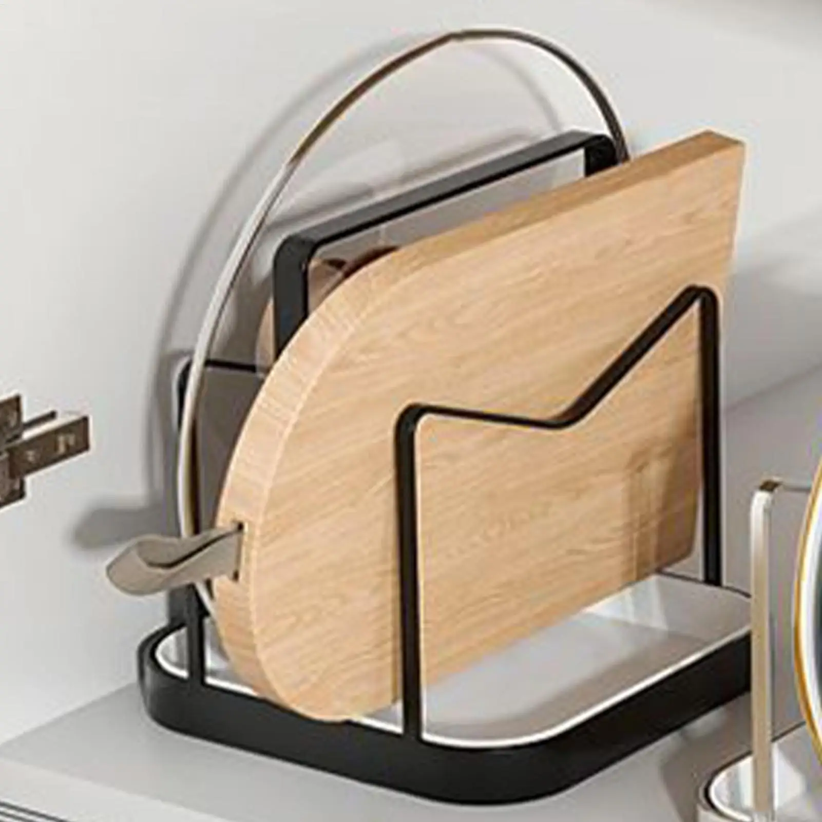 

Органайзер для крышек для кастрюль с поддоном, нескользящий, с дренажем, большой емкости, для экономии места на кухне