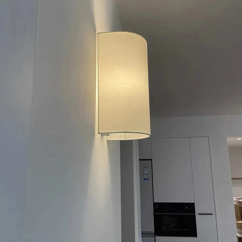 

Linen Wall Lamp Minimalist Art Ambient Light Designer Hotel Living Room Study Hallway Bedroom Bedside Decor Light