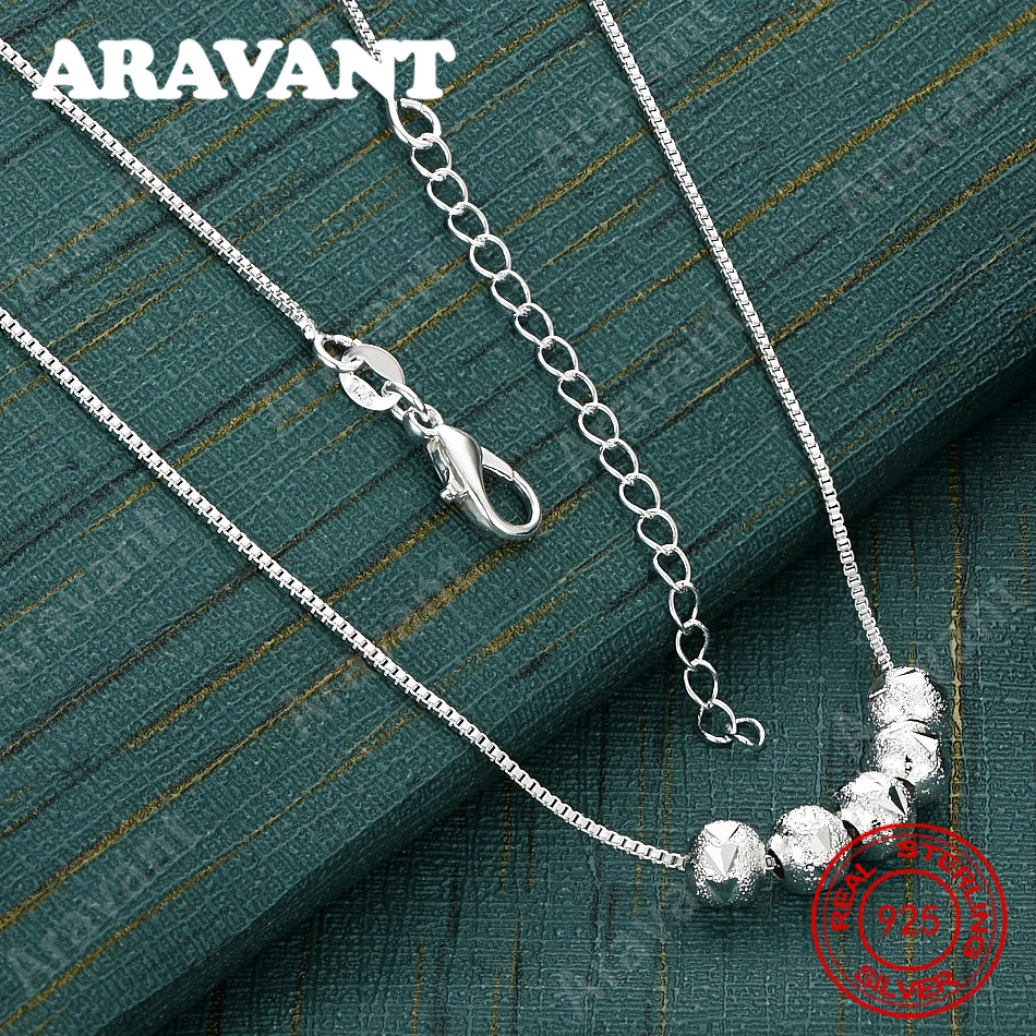 

925 Sterling Silver Lucky Bead Necklace - Unique Design, High-End Accessory, Vintage Luxury Jewelry For Women