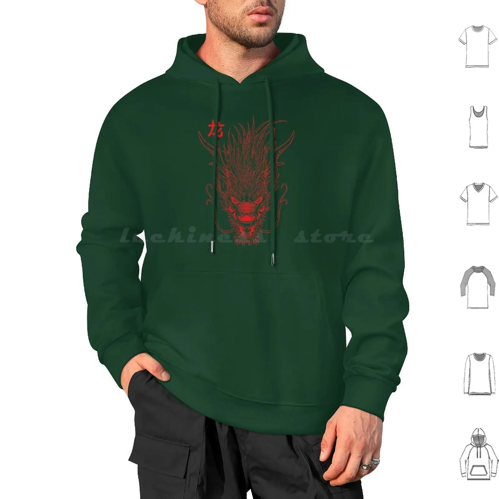 Dragon Head Hoodie cotton Long Sleeve Dragon Anime Dnd Fantasy Geek Nerd Creature Legendary Animals Mythological Mythical