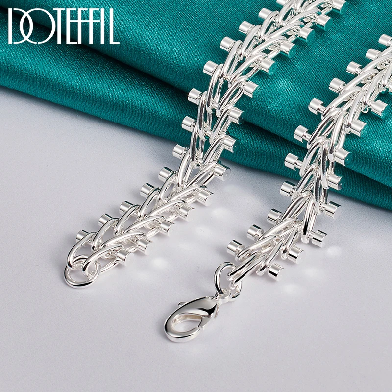 DOTEFFIL 925 Sterling Silver Double Round Bead Chain Necklace For Woman Man Wedding Engagement Charm Fashion Jewelry