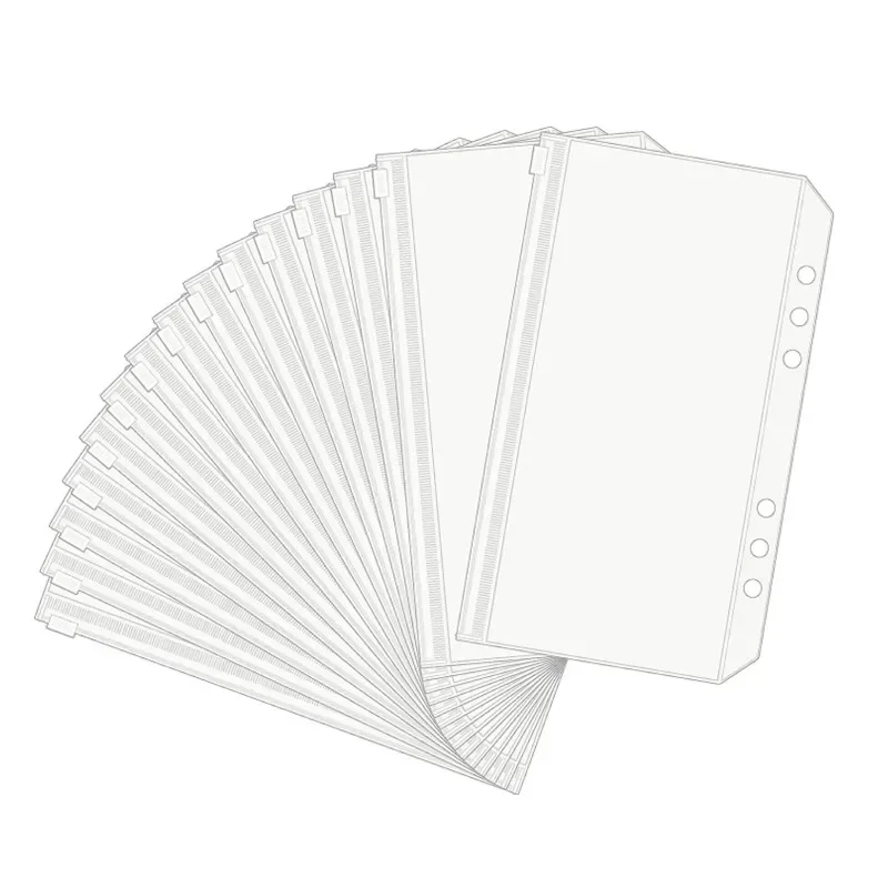 20/30/50Pcs A6 Binder Pockets 6 Holes Binder Pockets Clear PVC Binder Inserts Binder Envelopes Photos Collection of banknotes