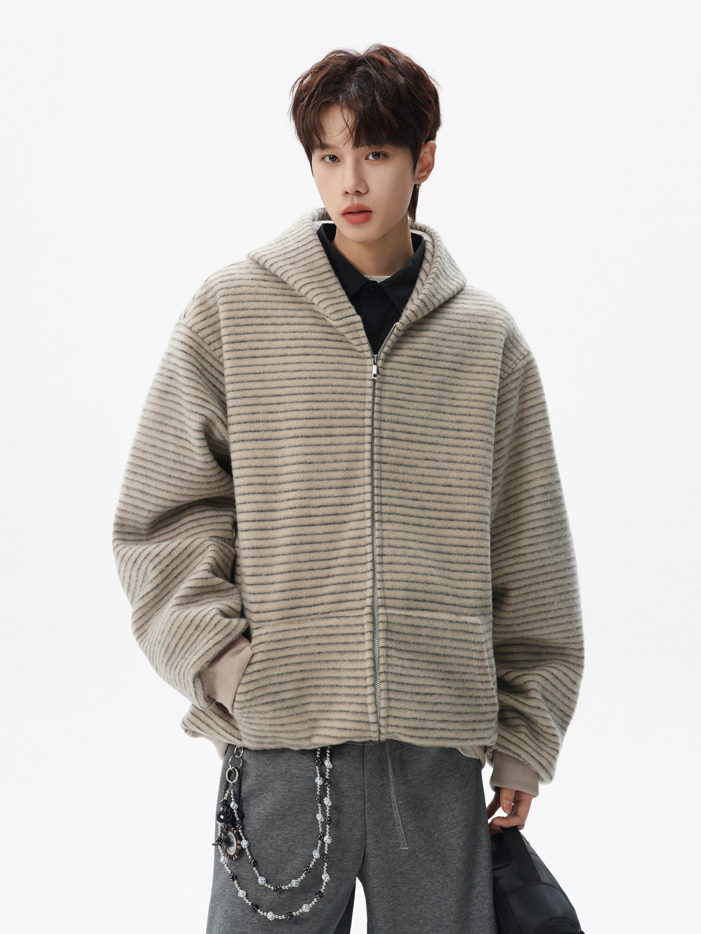 

Американский ретро-кардиган-худи в полоску свободного кроя для мужчин и молодежи: модная, износостойкая повседневная весенняя верхняя одежда