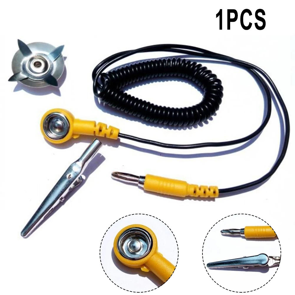 1PCS Anti-Static ESD Grounding Cable Coiled Cord For Alligator Clip Claw PU Wire Electrostatic Earth Cable Electrical Equipment