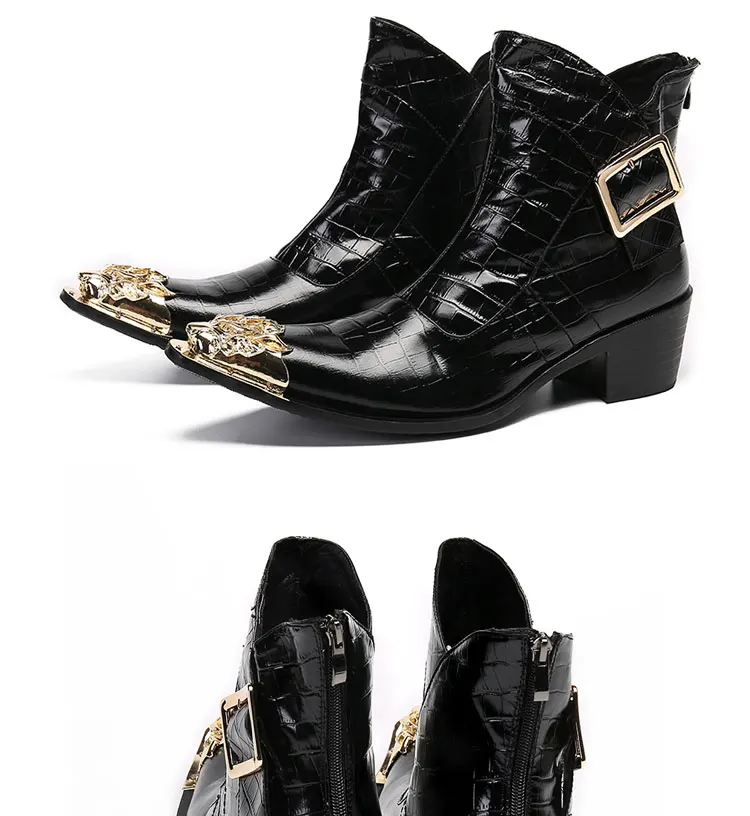 Frühling und Herbst Spitze hohe stiefel herren stiefel Weiß Wies Rindsleder Business Bankett Casual Leder stiefel High heels Stiefel – Detail 10