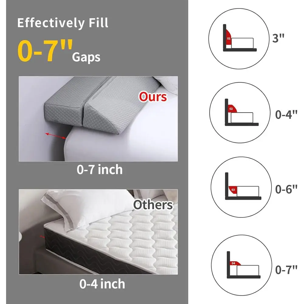 وسادة إسفنجية قابلة للطي بحجم كينج لفجوة اللوح الأمامي، رمادي فاتح، 76 × 6 × 6 #4