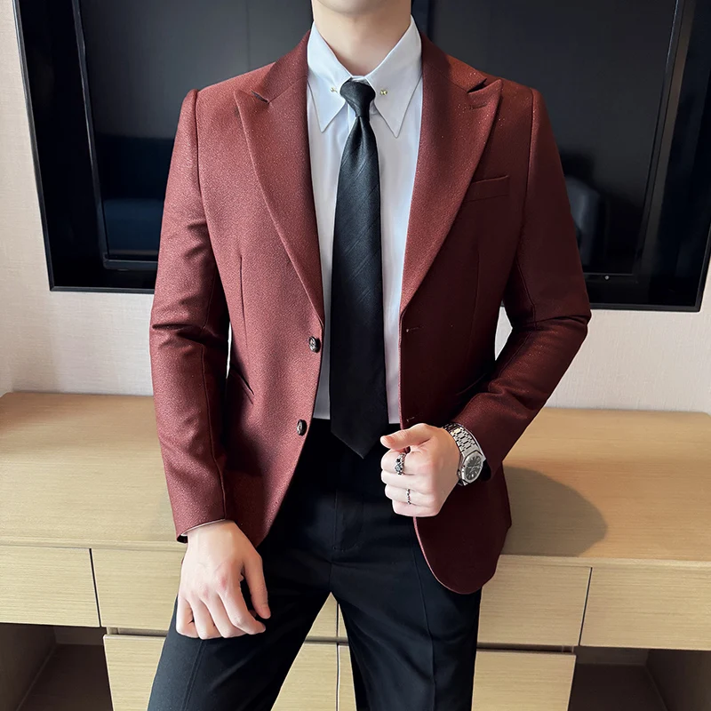 

Плюс размер 5XL-M однотонный мужской пиджак со старыми деньгами, модный пиджак с двумя пуговицами, приталенный деловой повседневный мужской костюм, пальто, официальный хит продаж