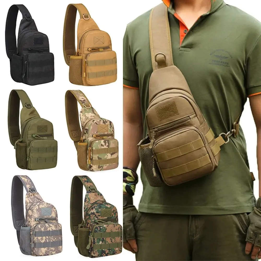 Small Chest Sling Bag Water Resistant Portable Shoulder Backpack with Water Bottle Holder Oxford Men's Crossbody Bag Trekking