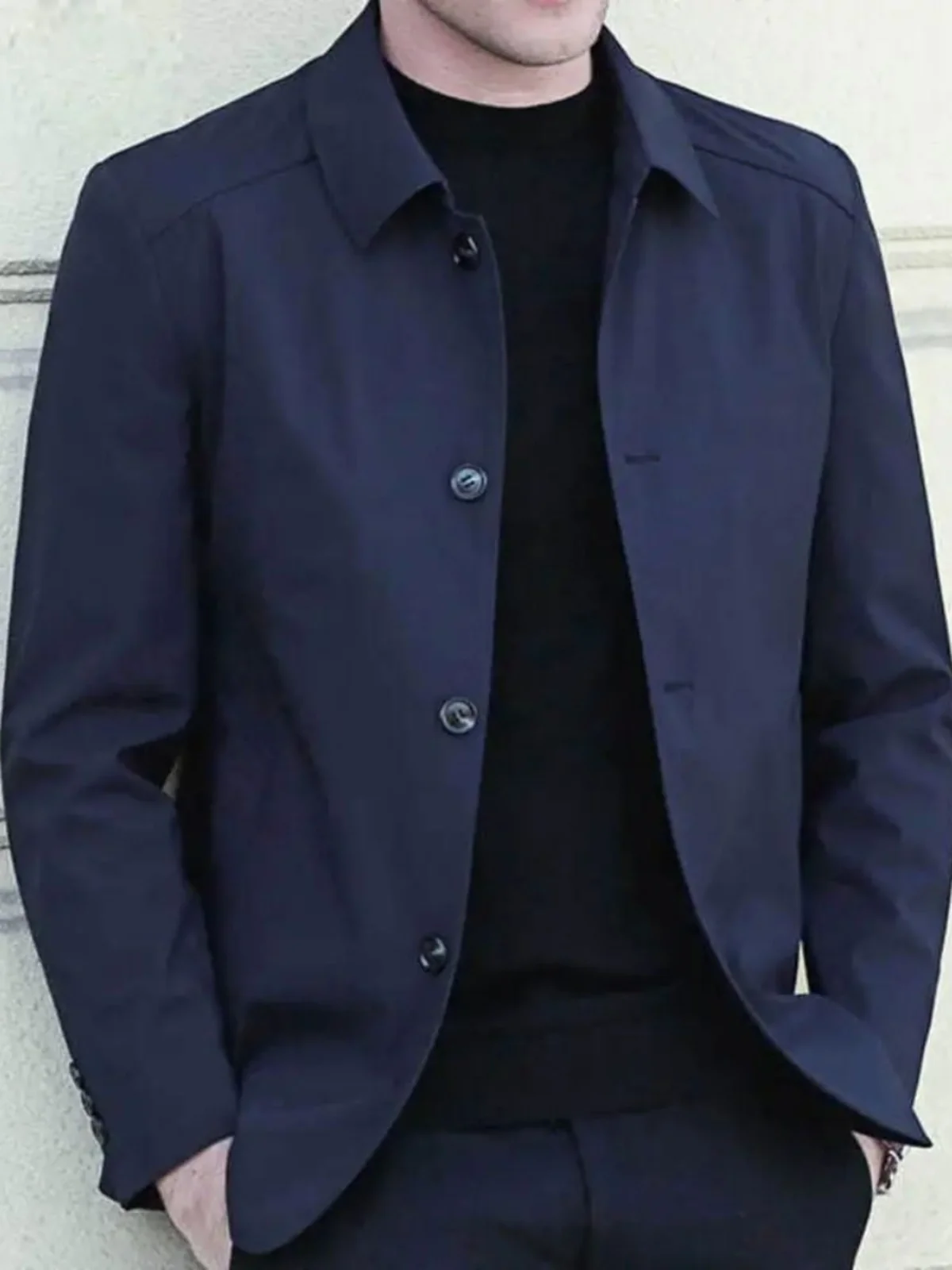 

Мужской однотонный топ на пуговицах с лацканами, повседневная верхняя одежда свободного кроя, длинная све, обычная длина, верхняя одежда на одной пуговице