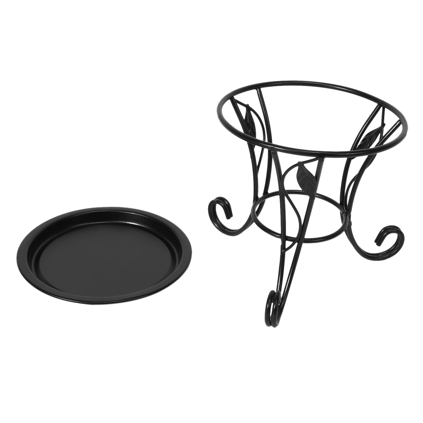 -WSFS 2X European Style Simple Mini Flower Stand Flower Pot Succulent Flower Shelf Iron Stand + Iron Plate For Desktop Balcony