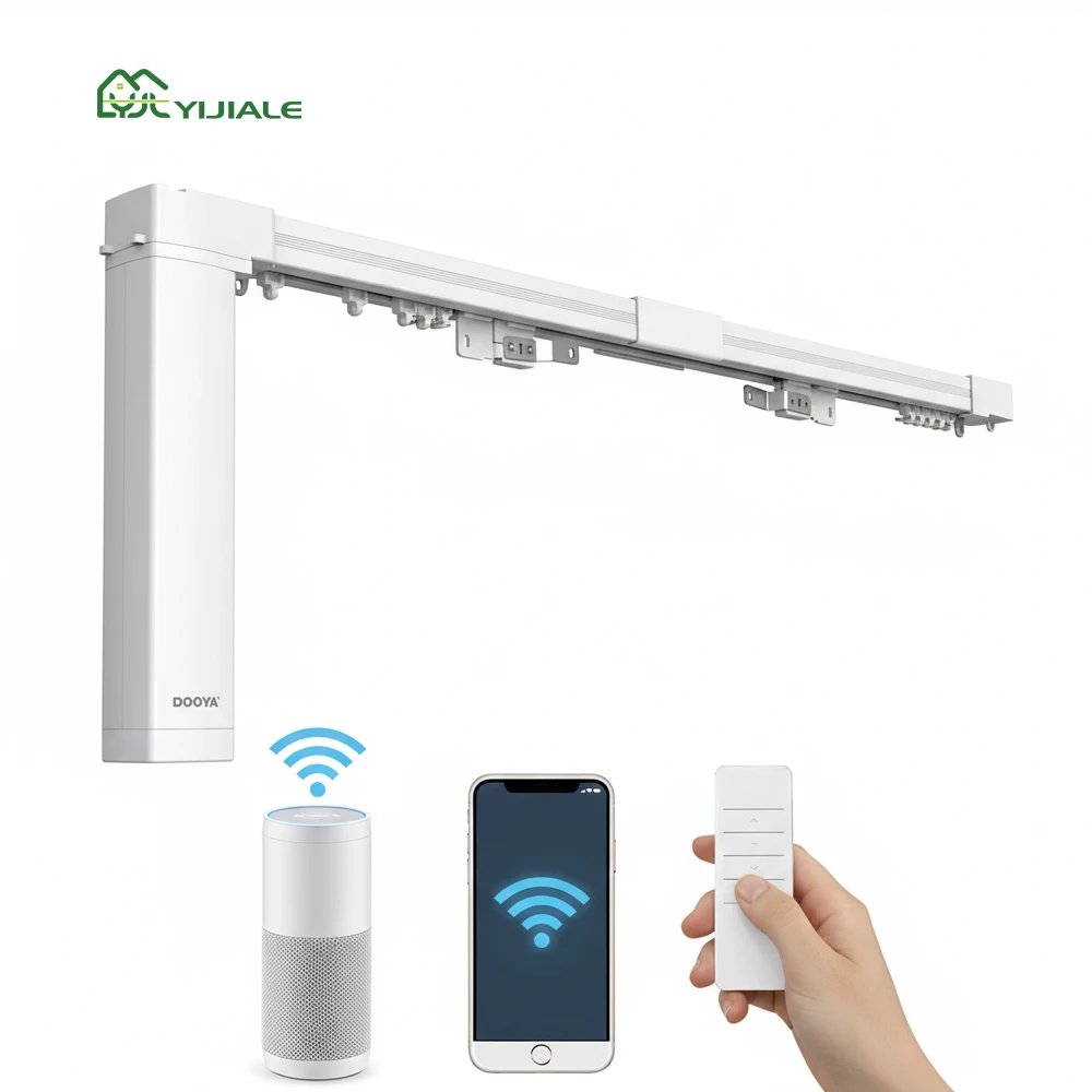 Gardens Smart Lift Metal Curtain System Remote Control Motorized Plug Powered Modern Design High Ceiling Window Curtain Tracks