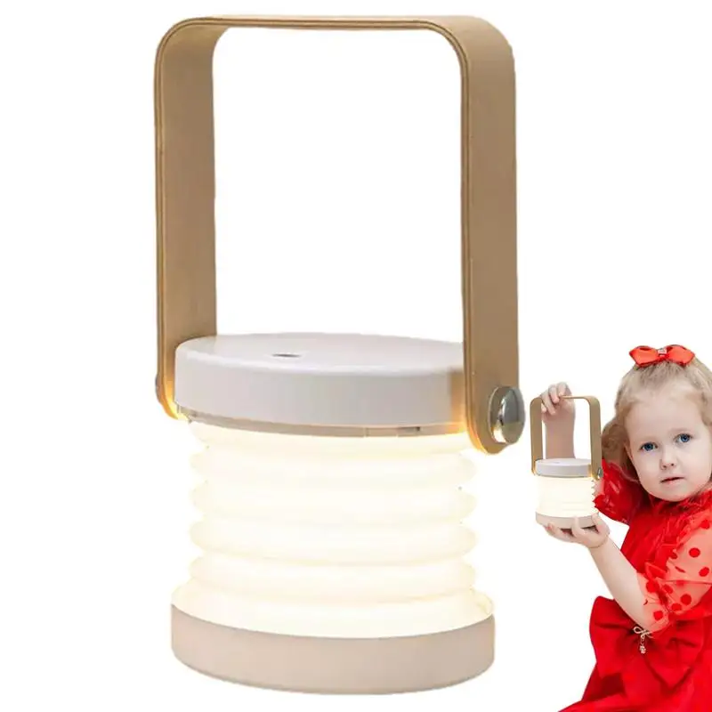 

Creative Wooden Handle Telescopic Folding LED Touch Lamp Charging Night Light Reading Portable Lantern Lamp Home Christmas Decor