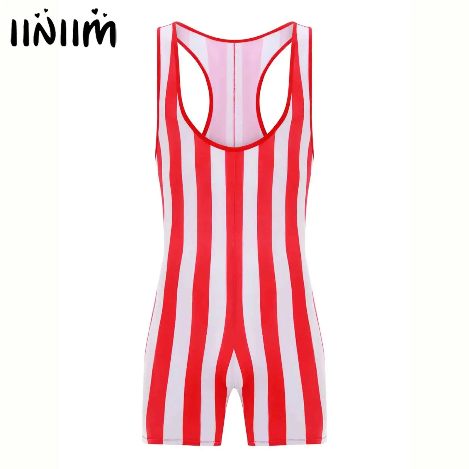 

Mens Lingerie Slim Fit Tights Wrestling Singlet Bodysuit Boxer Shorts Rompers Bodybuilding Shapewear Short Striped Jumpsuit