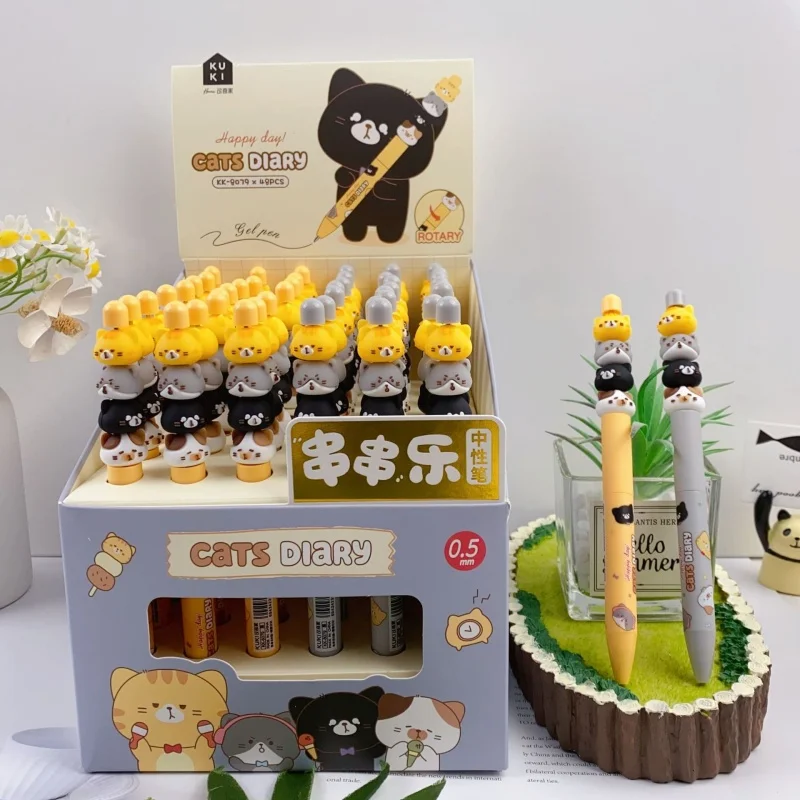 

24pcs/lot Kawaii Cat Gel Pen Cute 0.5mm Black Ink Signature Pens Promotional Gift School Supply