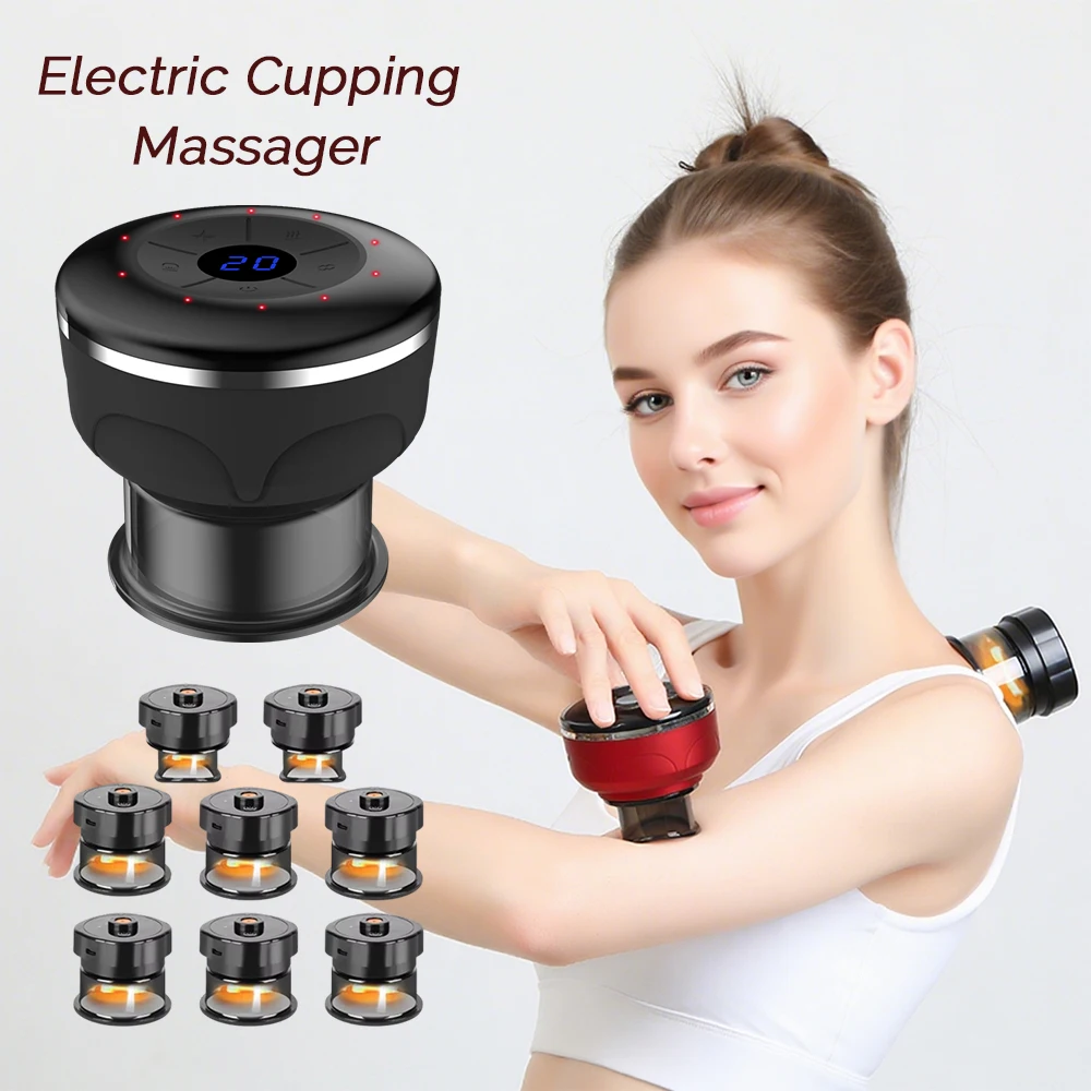 Customizable Smart Body Gua Sha Scraping Suction Cups Electric Vacuum Cupping Massage Device Back Neck Arm Guasha Cans Massager