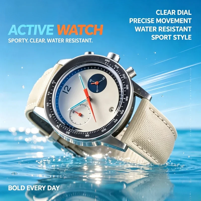 New Simple Men Light Luxury High Quality Quartz Watch Chronograph Function Beige Canvas Leather Strap Gift Wrist Watch