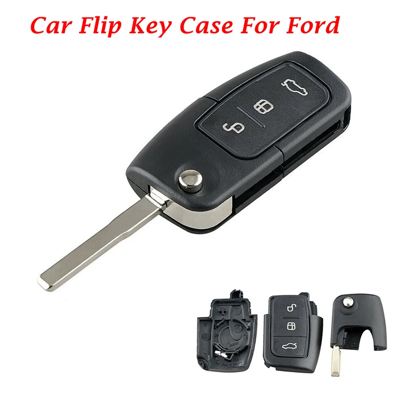 Car Flip Key Case For Ford Fiesta Focus Mondeo Kuga 3 Button Remote Fob Shell