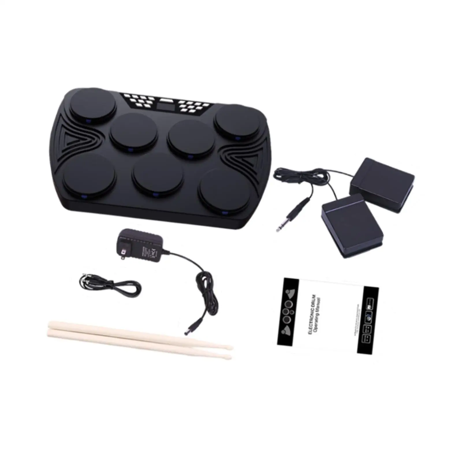 

7 Pads Electronic Drum Set Portable Drum Pad with Drum Sticks for Teens Kids