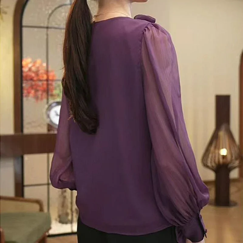 Women Trendy 3D Flower Design Luxury Chic Shirt Office Lady Elegant Commute Blouse Spring Summer Solid V Neck Long Sleeve Tops