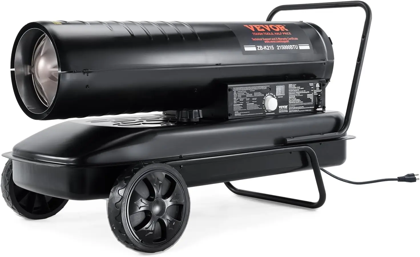 Diesel Torpedo Heater, 215000 BTU, Portable with Thermostat Control, 13.2 Gallon Tank, Efficient for Indoor and Outdoor Sp