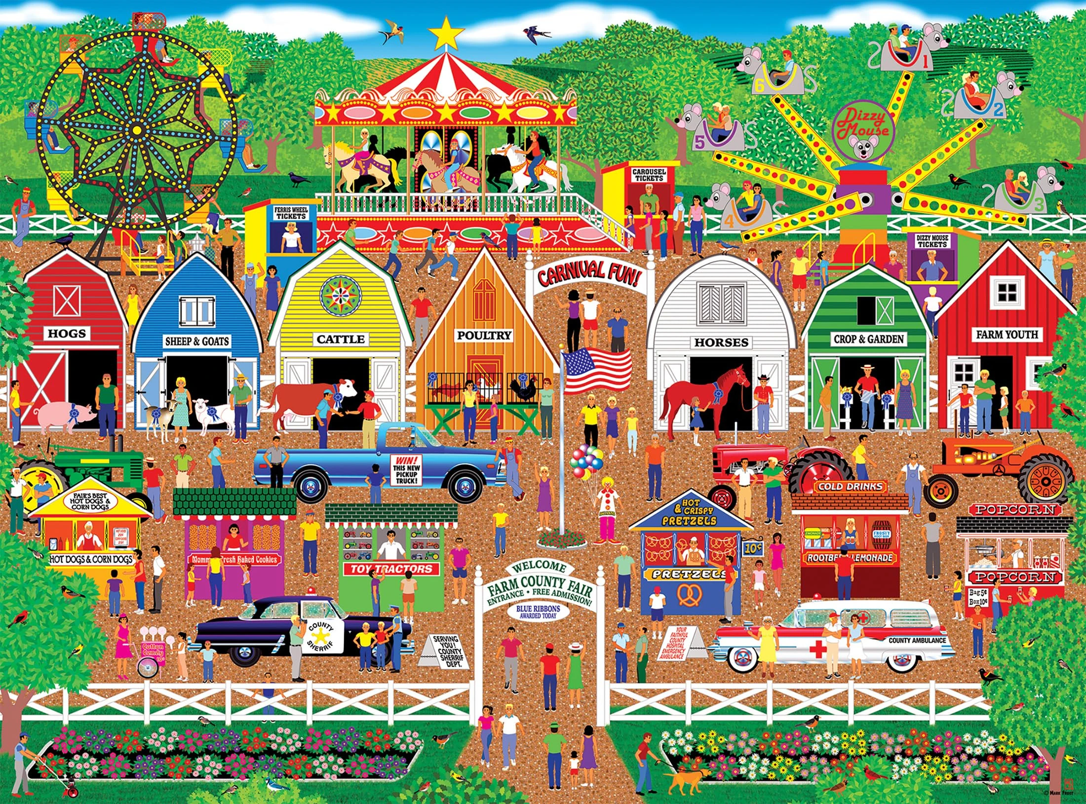 

500/1000/1200/2000 PCS Jigsaw Puzzles Crowded Amusement Park Scenery Family Activity Games for Gameroom Bedroom Home Decor