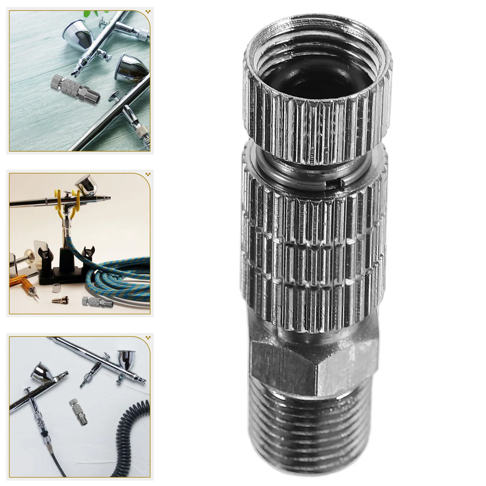 

1Set Airbrush Quick Disconnect Adapter Sturdy Metal Connector for Airbrush Hose Easy Install No Leak Fitting Replacement