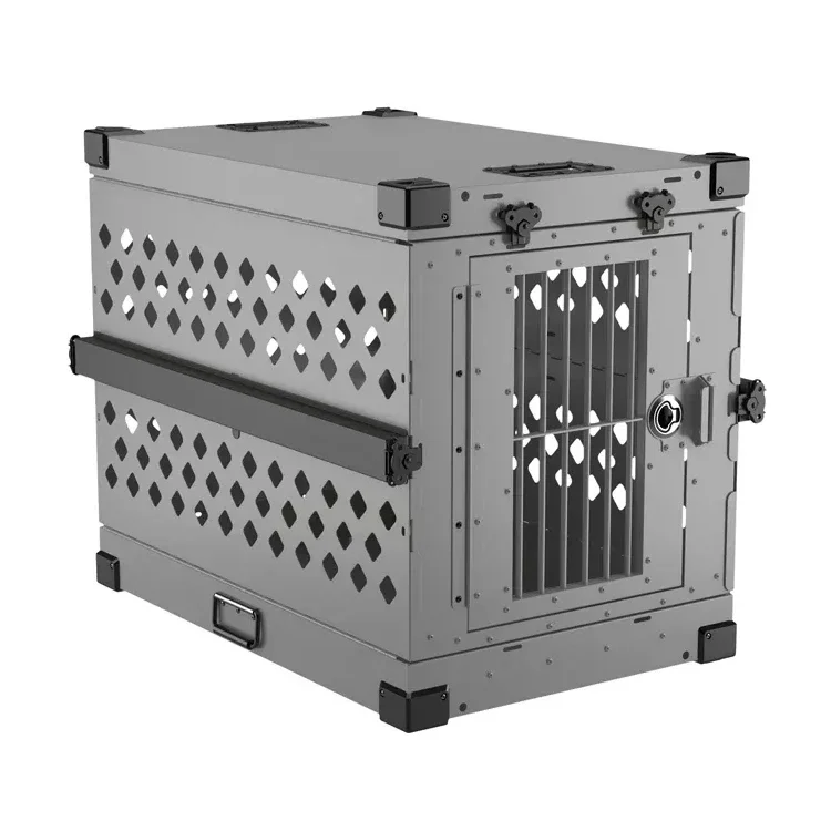 Professional Dog Transport Crate Aluminum Metal Collapsible Dog Cage Box Stack Able Kennel With Wheels