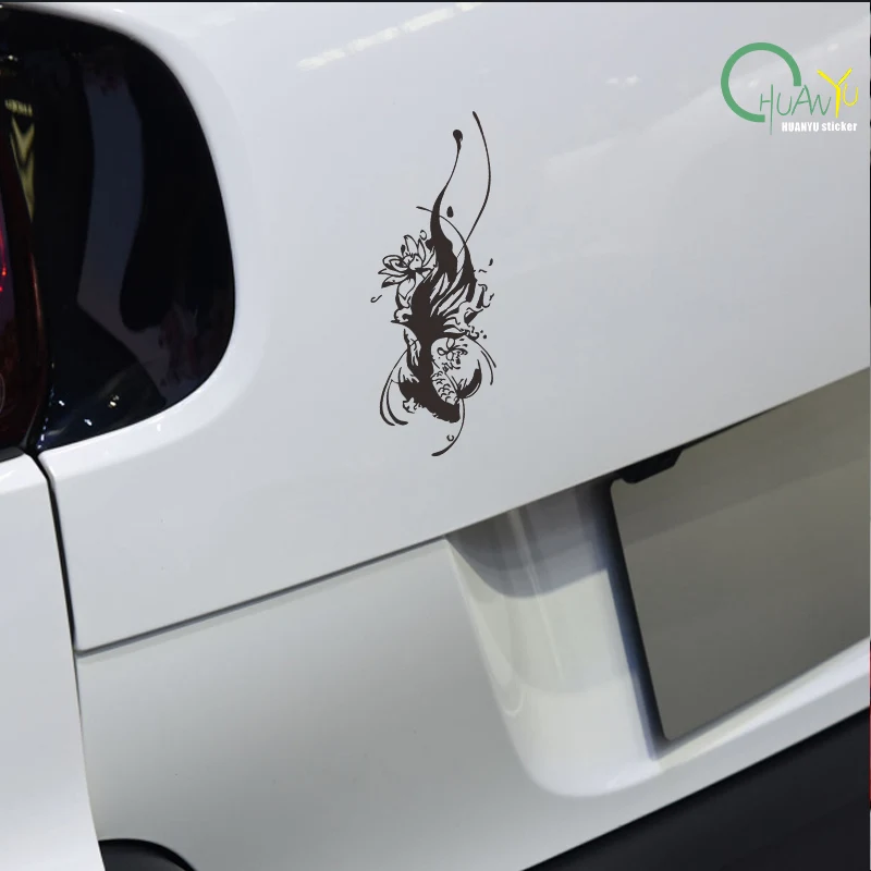 Ink wash black lotus totem car sticker; floral car body decal; motorcycle fuel tank decorative sticker