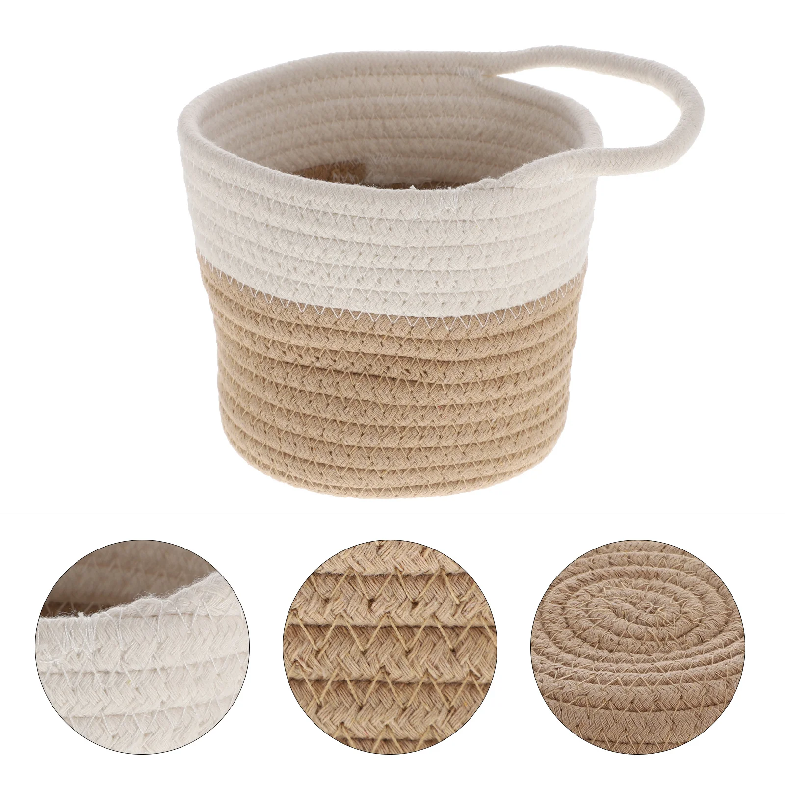 

1pc Woven Hanging Basket Thickened Cotton Rope Handmade Storage Basket For Home Decor Plants Bonsai Multipurpose Organizer