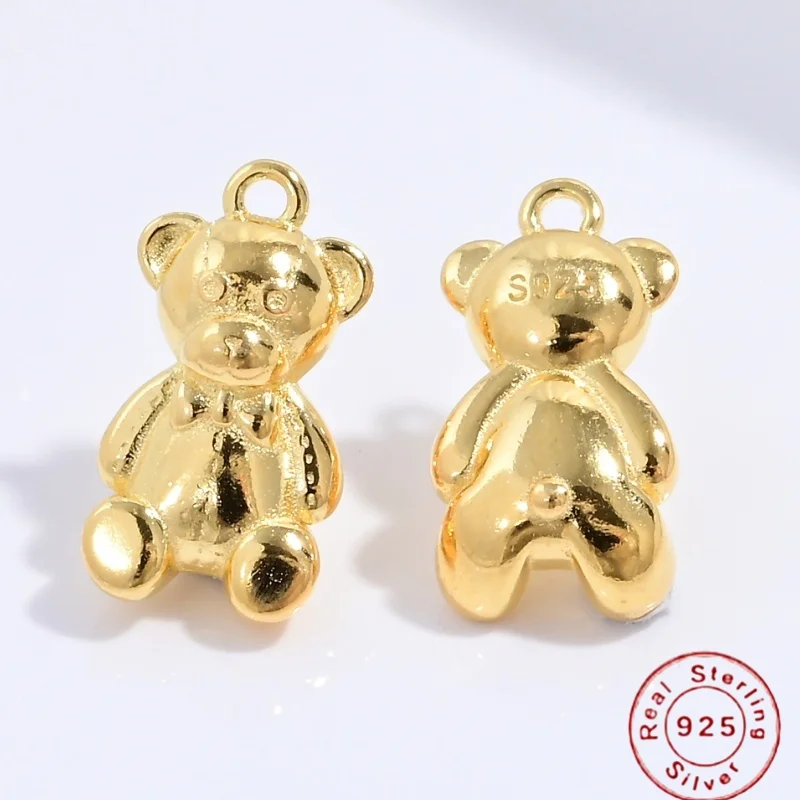 

S925 Sterling Silver Women's Cute Little Bear Charm Suitable For Bracelet And Necklace Jewelry Accessories SD60
