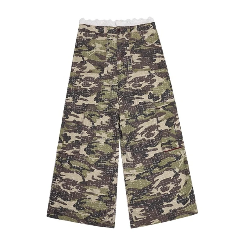 กางเกงลำลองผู้หญิงสไตล์อเมริกันเรโทร ดีไซน์หวานเท่ ทรงหลวม ใส่สบาย รุ่นใหม่สำหรับฤดูใบไม้ร่วง ทรงตรง ช่วยพรางหุ่น ใส่ได้หลายโอกาส ขากว้างขายาว