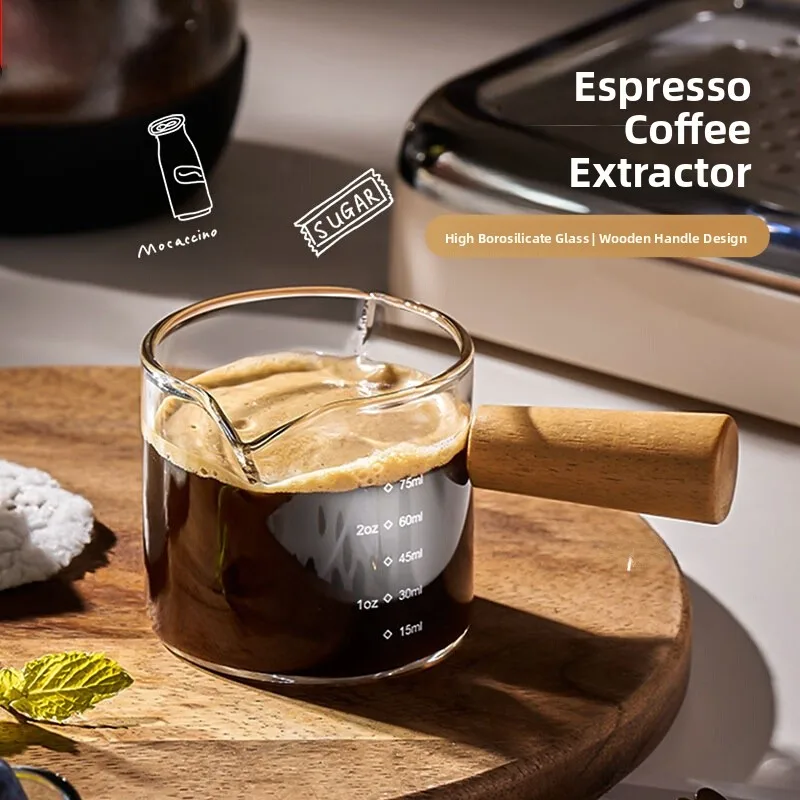 

Elegant Glass Coffee Cup with Scale Ounce Precision Milk Jug Italian Espresso Extraction Liquor Cup High End Dining Uten...
