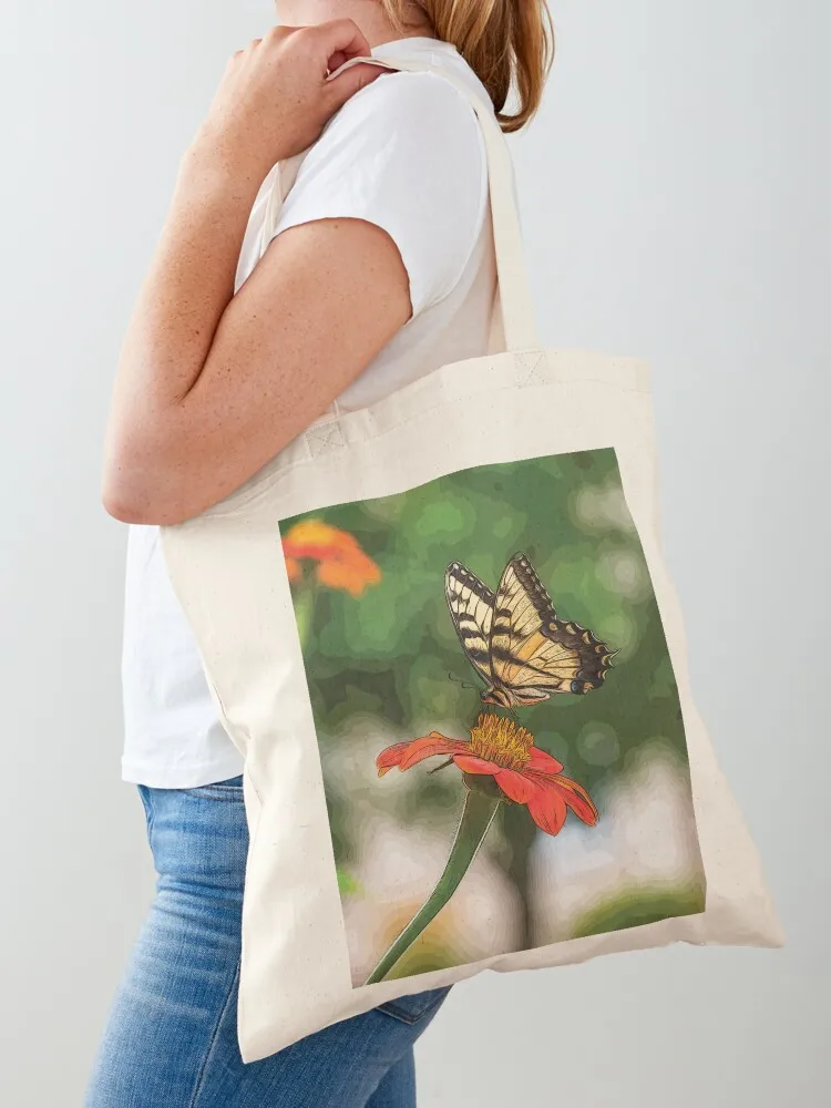 Tiger swallowtail butterfly on Mexican sunflower - Tote Bag shopping cart bags Eco bag woman shopping bag Shopping bags