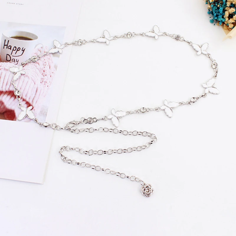 Elegant Slim Thin Body Waist Chain Dress Sweater Pendant Belt Trendy Butterfly Decoration Metal Chain Belt Adjustable