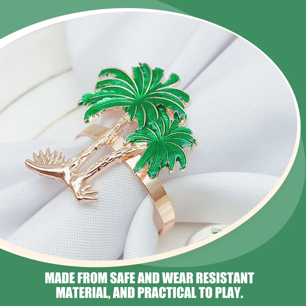 4 Pcs Coconut Tree Napkin Rings Hawaiian Gathering Family Dinner Iron Material Sturdy Structure Fix Napkin Luau