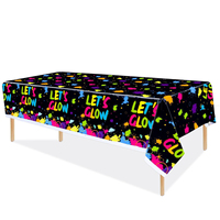 Let's Glow Party Decorations Disposable Tablecloth Neon Party Tablecloth Glow Table Covers Birthday Party Supplies Baby Shower