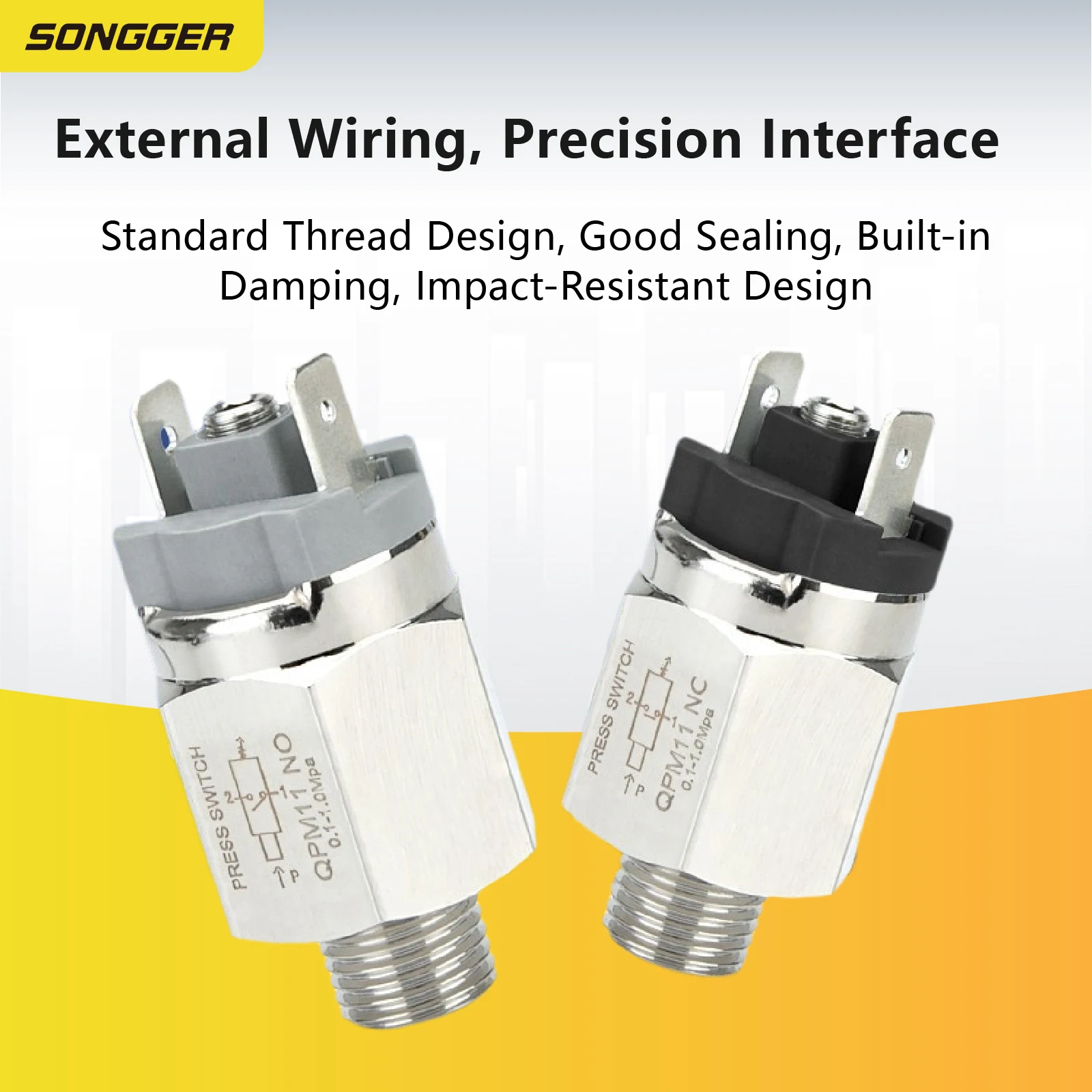 Adjustable Diaphragm Air Pressure Switch Pneumatic Mechanical NO NC Control Switch for Air Compressor Oil Pump QPM11