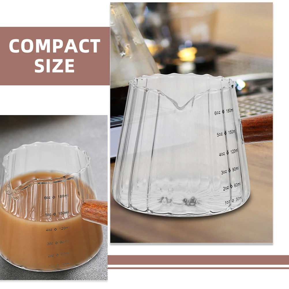 

2pcs Milk Jug Glass Cups 180ml Transparent Measuring Coffee Accessories Household Frothing Pitcher