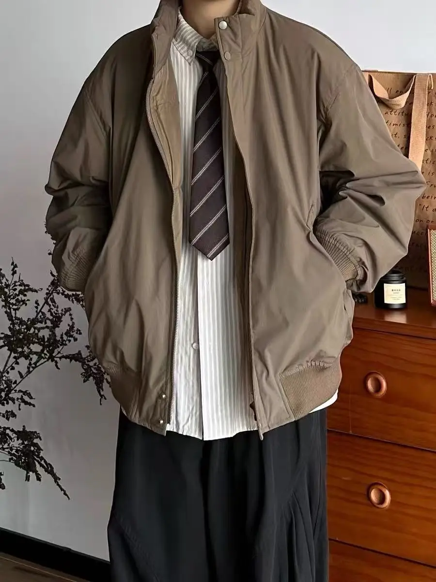 

Retro Japanese Sle Thiened Cotton Jaet Men's Winter Warm Stand Collar American Sle Flight Jaet Outerwear