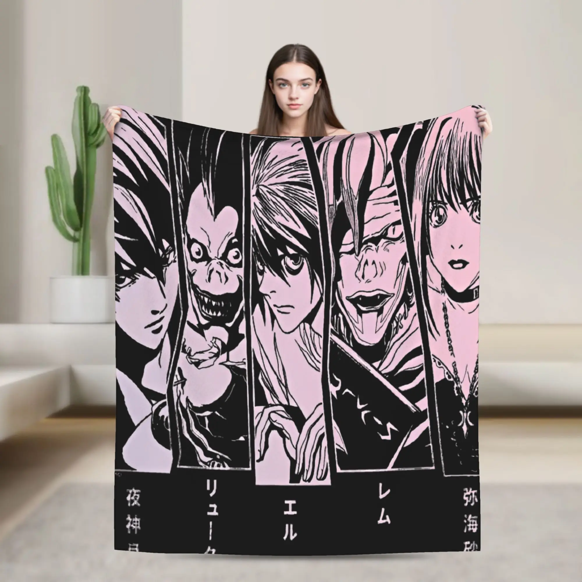 Super Warm Blanket Airplane Travel Death Note 5 Panel Faces Premium Bedding Throws  Flannel Bedspread For Home Decor Bed Cover