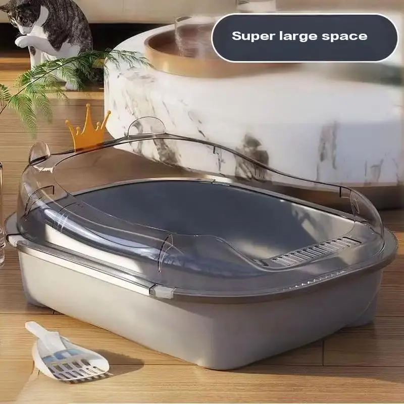 

Large capacity pet toilet splash proof cat litter box large cat litter box complimentary cat litter scoop daily pet supplies