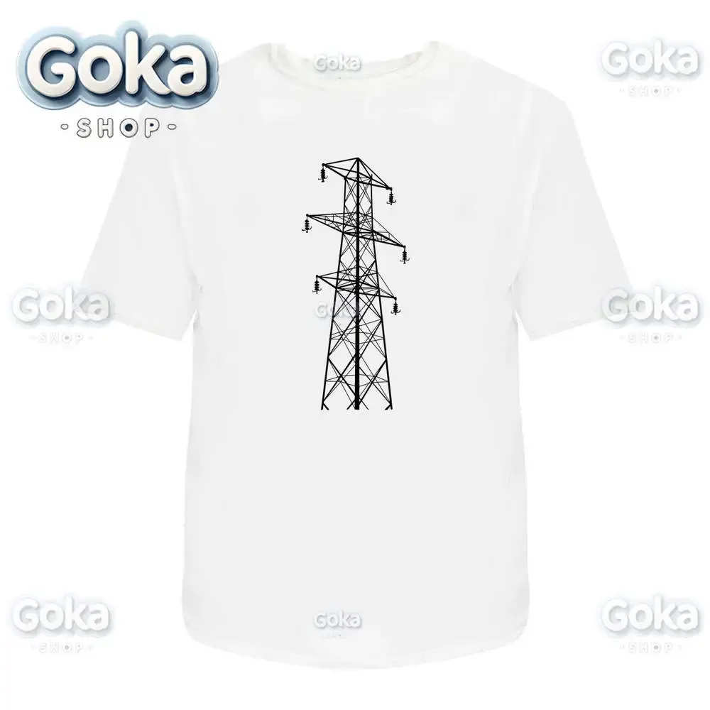 Electric Pylon Graphic T Shirts Mens Clothing New in Tops & Tees Cotton Women Printed T-shirt Y2K Clothes Cute Funny Tshirt