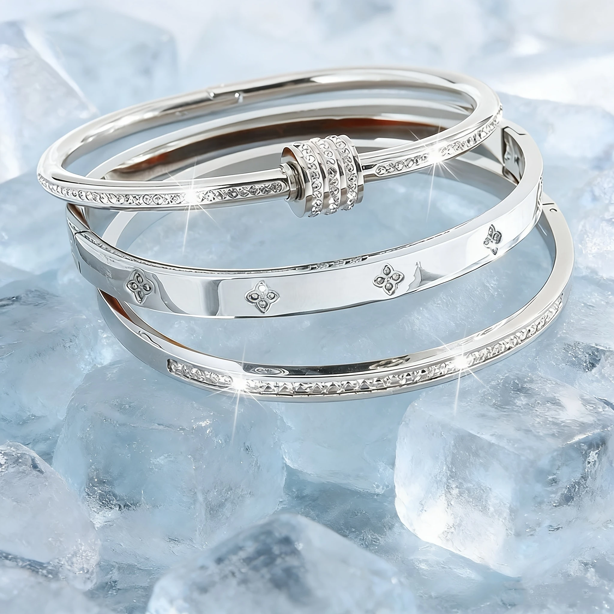 3Pcs Elegant Bracelets Made of 304 Stainless Steel, Plated with 18K Gold, Do Not Fade, Perfect for Parties and Vacations, and Are Great as Gifts for Relatives and Friends