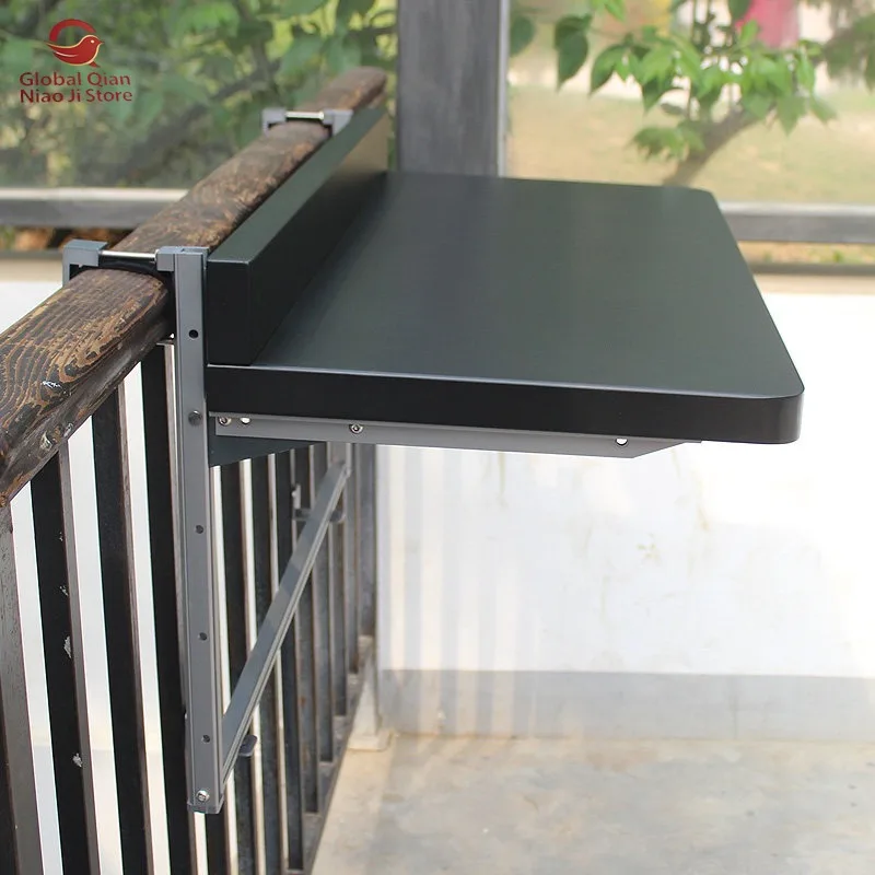 Balcony Railing Hanging Table, All-Aluminum Table, Foldable & Height Adjustable, Small Apartment Guardrail Hanging Table