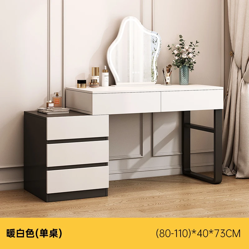 

Creamy dresser, modern minimalist bedside table in bedroom, integrated master bedroom, desk, makeup table