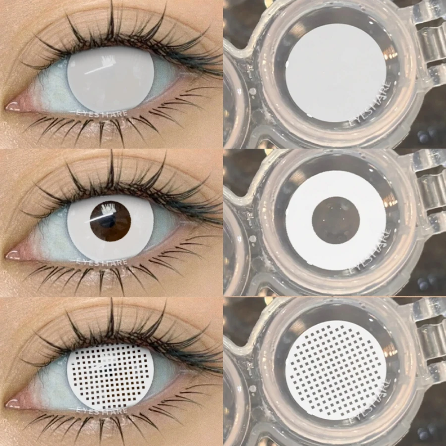 EYESHARE Cosplay Weiße Kontaktlinsen für Augen 1 Paar farbige Anime-Linse Augen-Make-up Schüler verrückte Halloween Damen Herren Accessoires