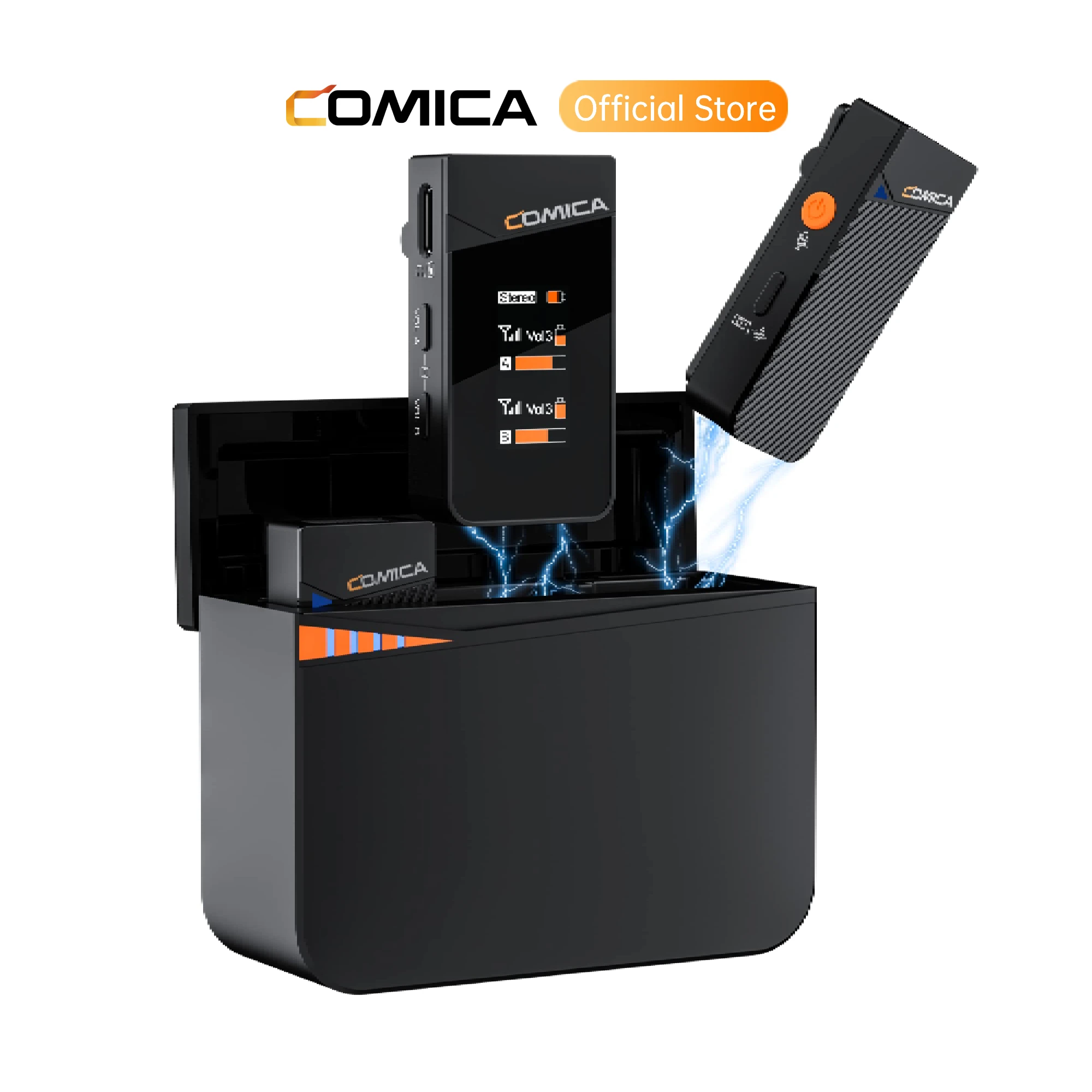 Comica Vimo C 2.4G Mini microfono wireless da bavero con custodia di ricarica, per smartphone, fotocamera, podcast, interviste YouTube Facebook