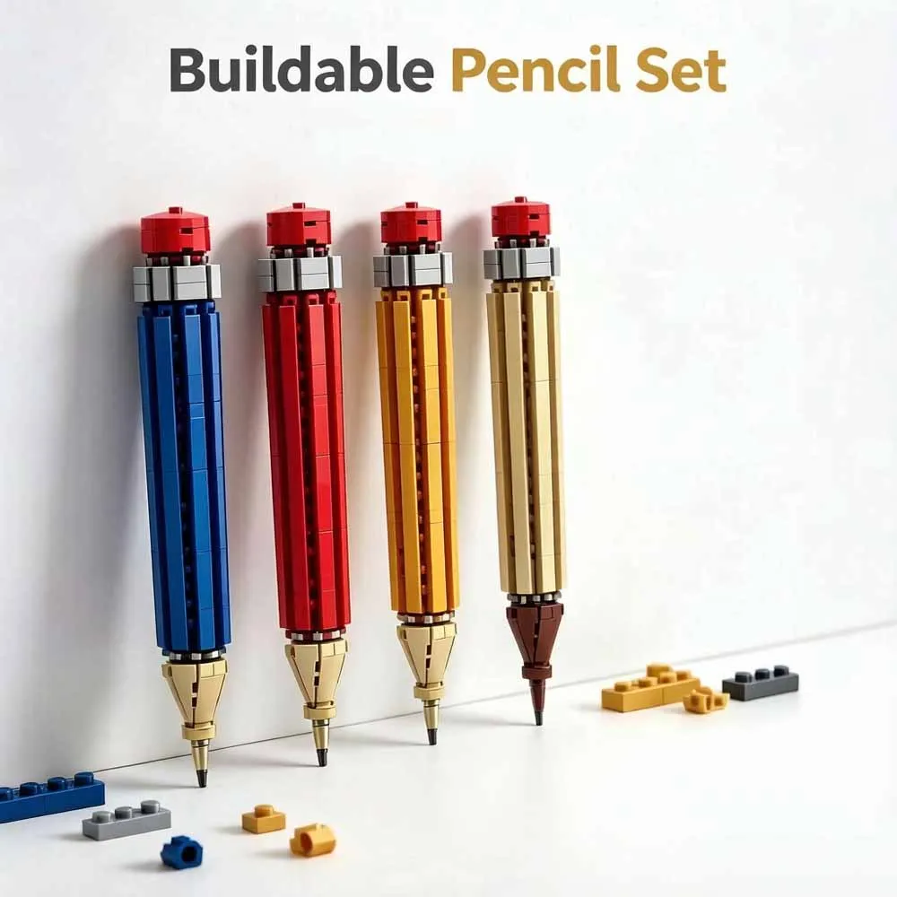 MOC- 85661 Simulation Pencil Building Block Decor, 4 Colors Desk Ornament Gift Display Only, Cannot Write Adult 500+pcs
