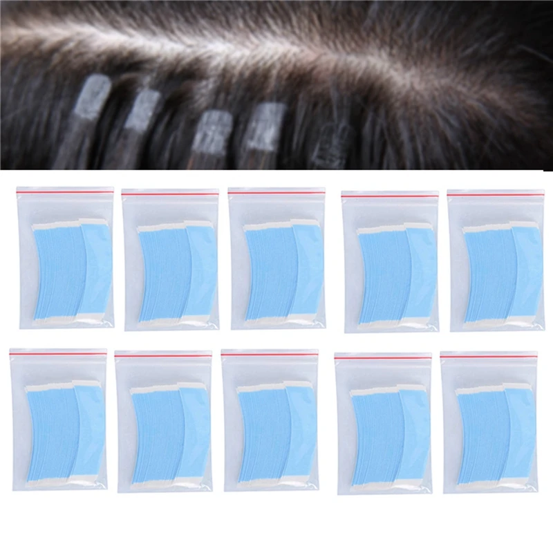 36 buah/tas Wig tetap plester dua sisi sistem rambut perekat Wig panjang Strip tahan air untuk Wig renda Wig Film tahan lama